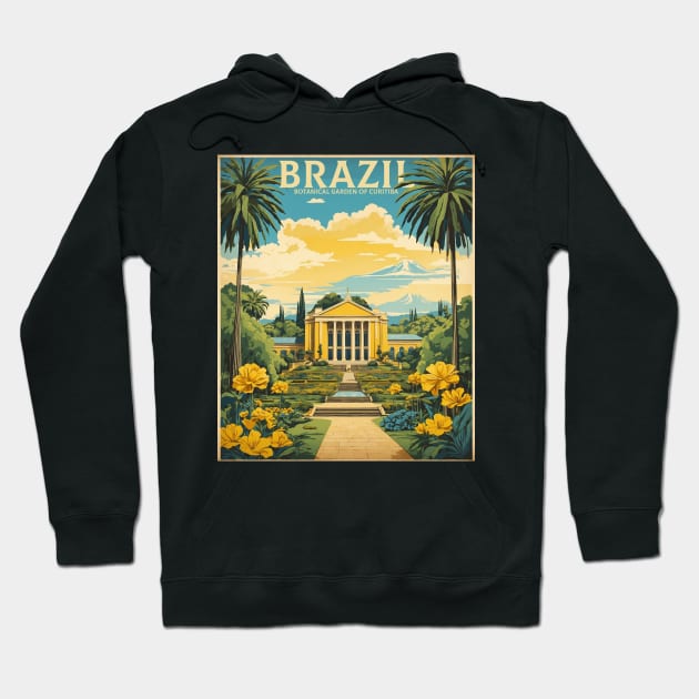 Botanical Garden of Curitiba Brazil Vintage Tourism Travel Poster Hoodie by TravelersGems